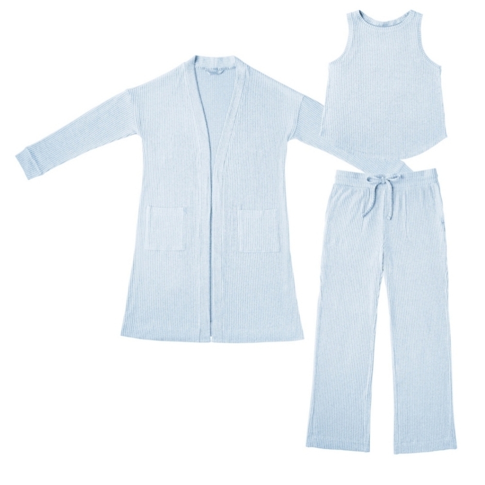 Ladies 3 Piece Ribbed Sleep Set - Picture 5 of 6